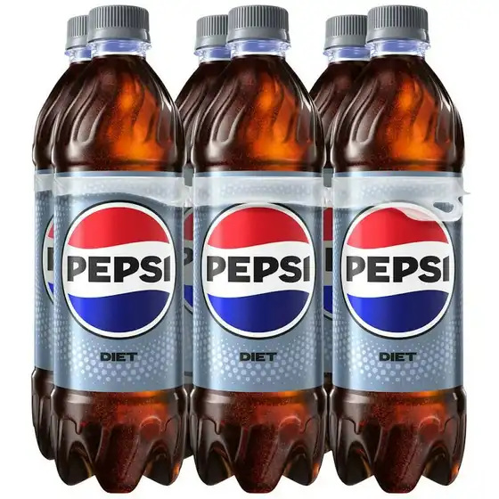 Pepsi Diet Cola Soda Pop 16.9 Fl Oz 6 Pack Bottles