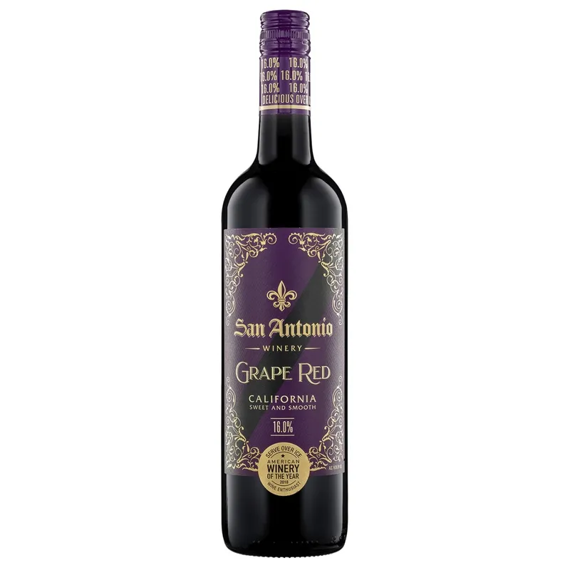 San Antonio Specialty Winery Grape Red California 16% Sweet And Smooth 750ml