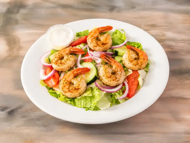 Grilled Shrimp Over Garden Salad