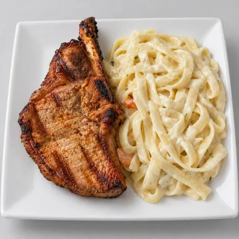 Pork Chops  and  Shrimp Alfredo